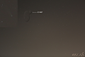 19:01 Uhr, ISO 1600, 4.3 Sekunden, mit dem offenen Sternhaufen IC 4665 (Bild unbearbeitet)