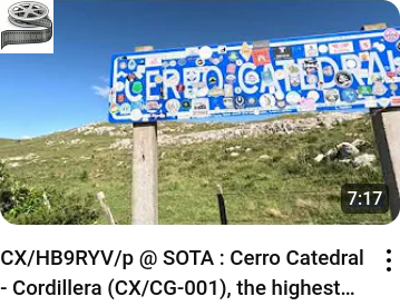 CX/HB9RYV/p @ SOTA : Cerro Catedral - Cordillera (CX/CG-001), der höchste Punkt in Uruguay - ens.ch_youtube_video